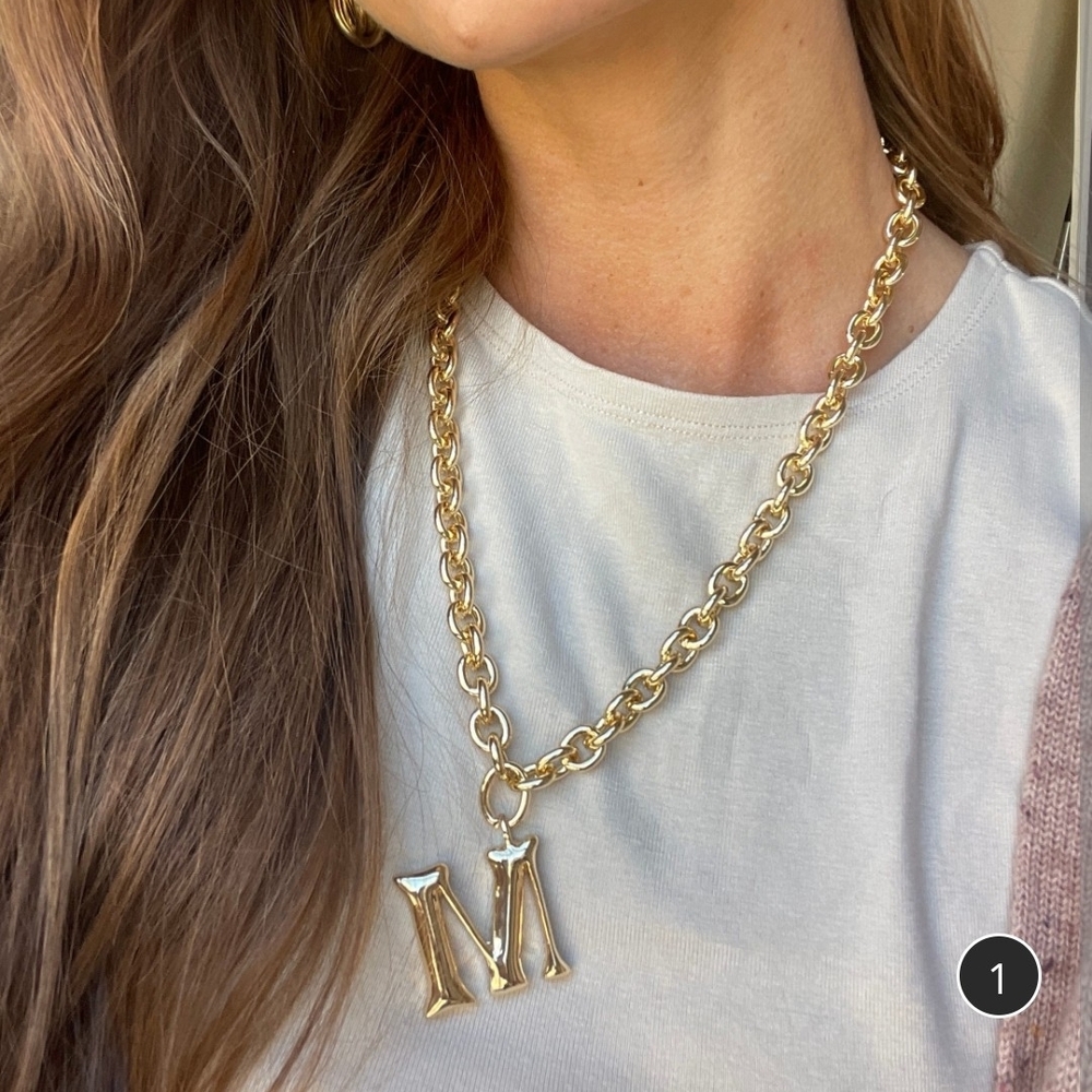 BaubleBar Gold Letter M Necklace NWT